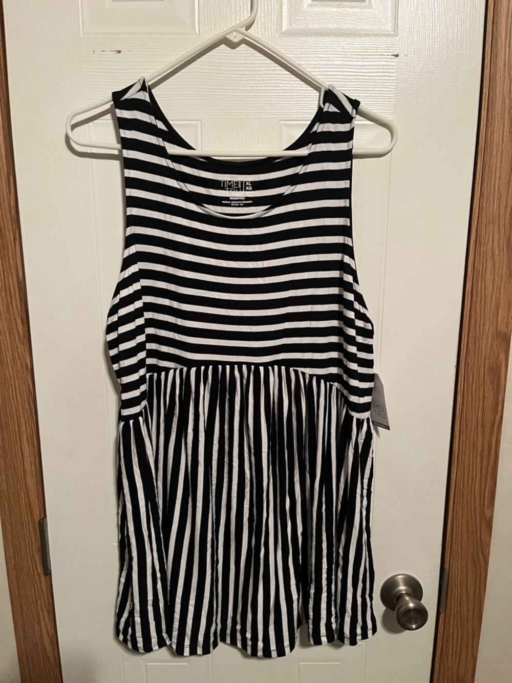 Time and Tru Black and White Striped Sleeveless Tank Dress